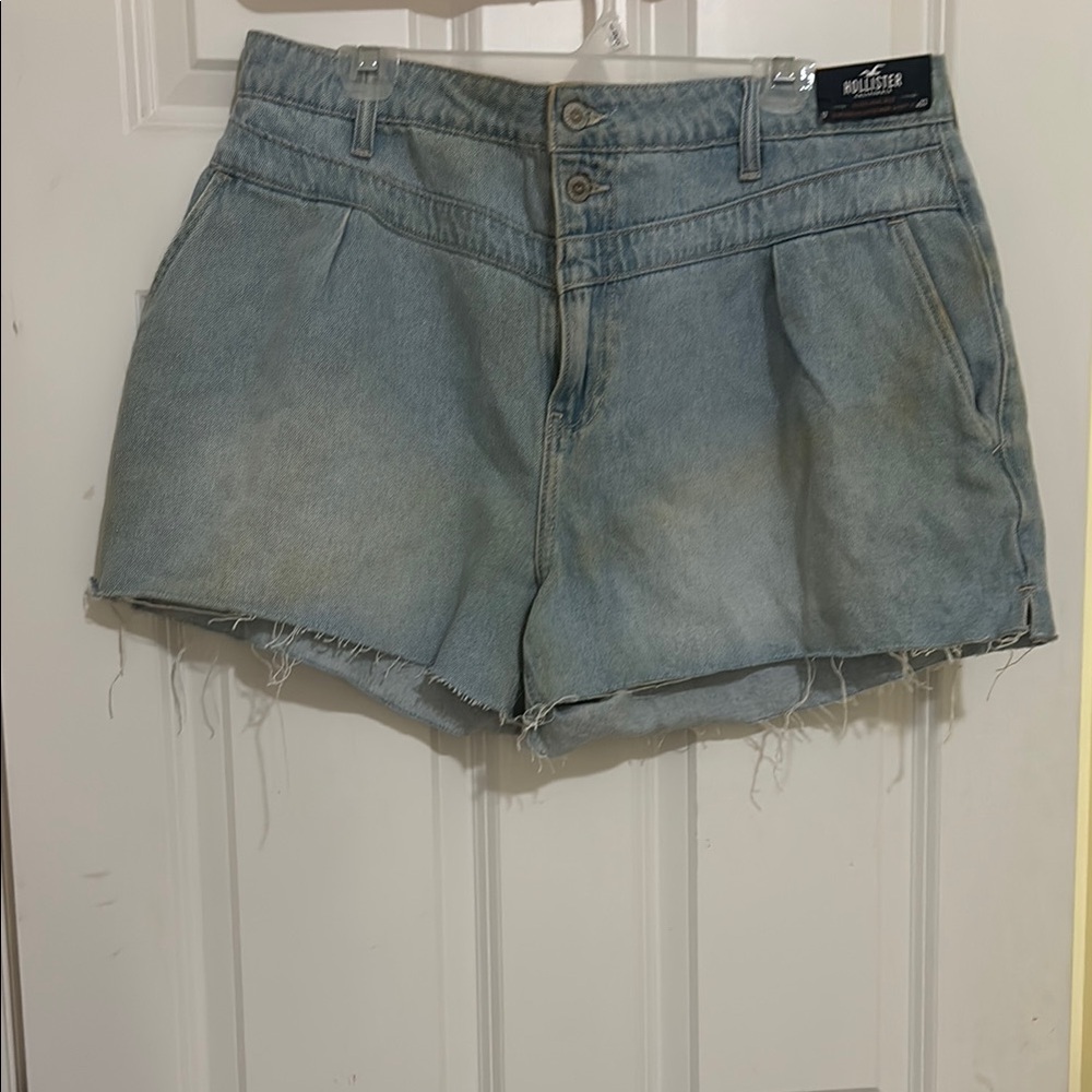 Hollister Blue Jean Shorts Distressed Ultra High-Waisted